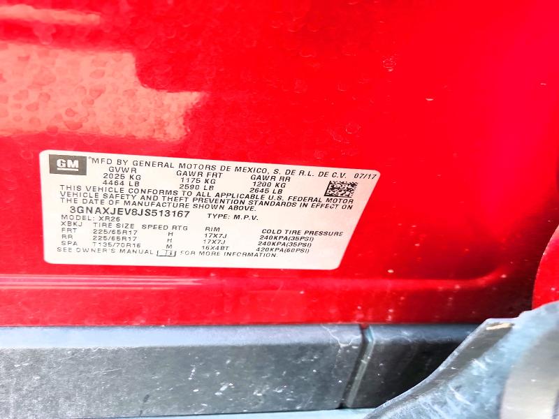Aukcja sprzedaży 2018 Chevrolet Equinox, vin: 3GNAXJEV8JS513167, numer aukcji: 59883496