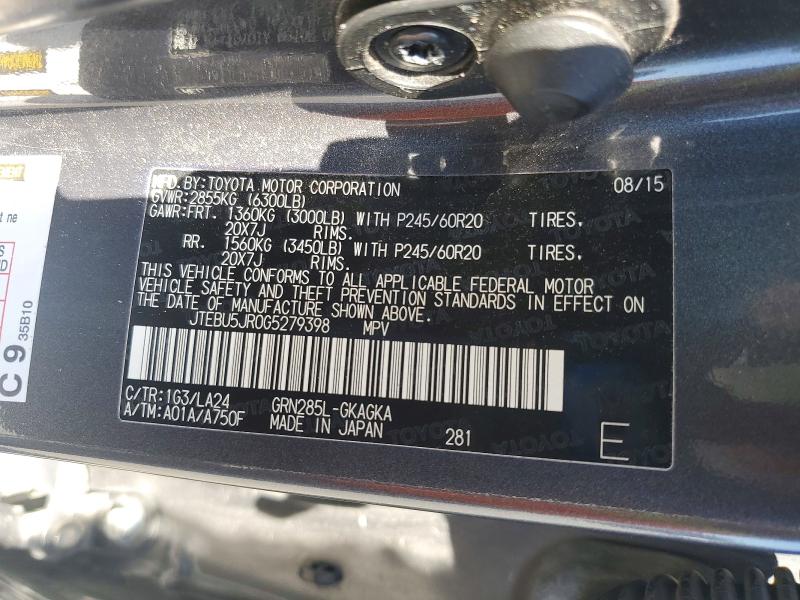 Продаж на аукціоні авто 2016 Toyota 4runner, vin: JTEBU5JR0G5279398, номер лоту: 62009246