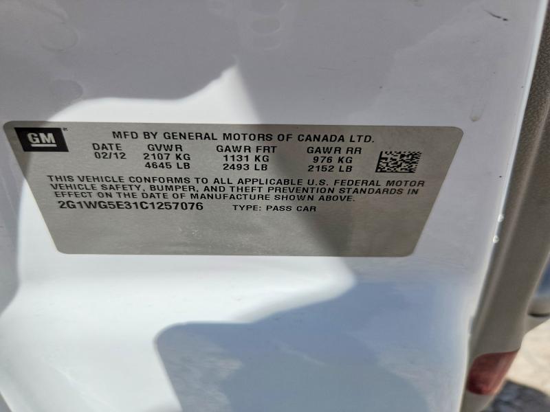 Продажа на аукционе авто 2012 Chevrolet Impala, vin: 2G1WG5E31C1257076, номер лота: 60460076