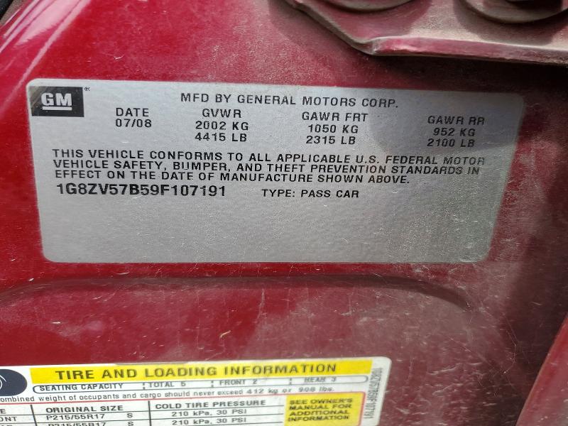 Продажа на аукционе авто 2009 Saturn Aura, vin: 1G8ZV57B59F107191, номер лота: 61052356