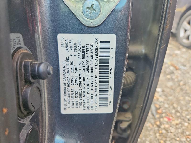 Продажа на аукционе авто 2013 Honda Civic, vin: 2HGFB2F87DH557312, номер лота: 63234586