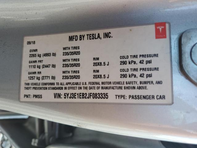 60736416 :رقم المزاد ، 5YJ3E1EB2JF083335 vin ، 2018 Tesla Model 3 مزاد بيع