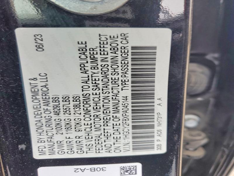60829866 :رقم المزاد ، 1HGCY2F8XPA045144 vin ، 2023 Honda Accord مزاد بيع