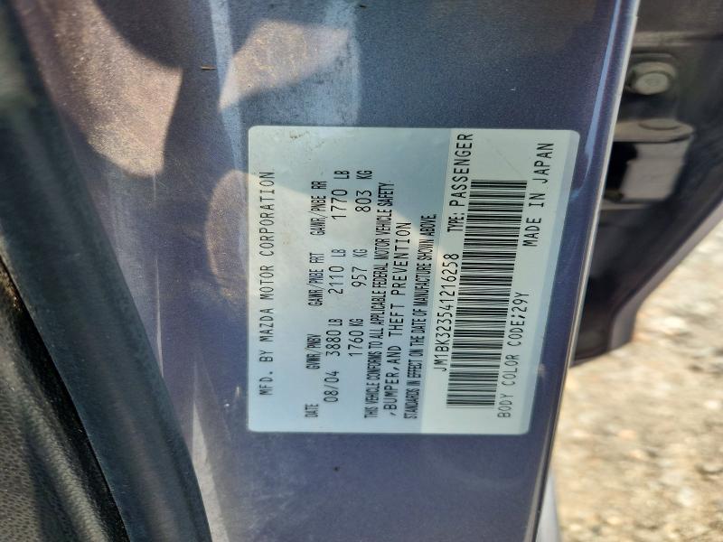 62102046 :رقم المزاد ، JM1BK323541216258 vin ، 2004 Mazda 3 مزاد بيع