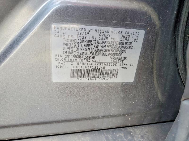 Продаж на аукціоні авто 2019 Nissan Kicks, vin: 3N1CP5CU6KL519129, номер лоту: 60961106