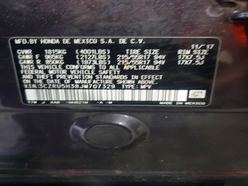 2018 Honda Hr-v მანქანა იყიდება აუქციონზე, vin: 3CZRU5H38JM707329, აუქციონის ნომერი: 61801416
