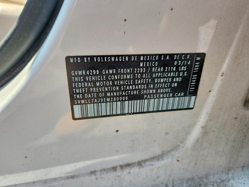 2014 Volkswagen Jetta მანქანა იყიდება აუქციონზე, vin: 3VWLL7AJ9EM280006, აუქციონის ნომერი: 61842786