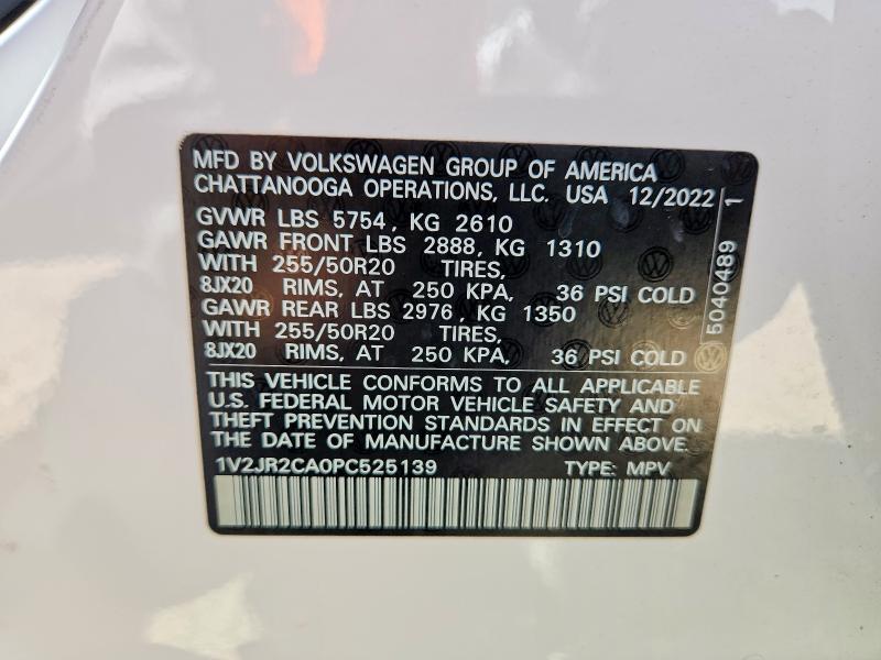Продажа на аукционе авто 2023 Volkswagen Atlas, vin: 1V2JR2CA0PC525139, номер лота: 62775066
