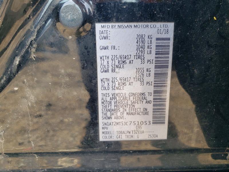 2018 Nissan Rogue მანქანა იყიდება აუქციონზე, vin: 5N1AT2MT5JC751053, აუქციონის ნომერი: 60278956