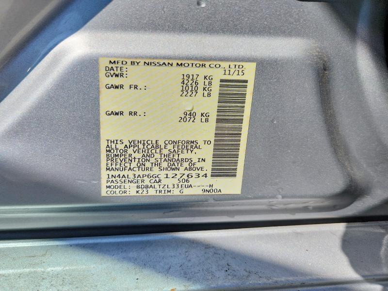 Продажа на аукционе авто 2016 Nissan Altima, vin: 1N4AL3AP6GC127634, номер лота: 63471426