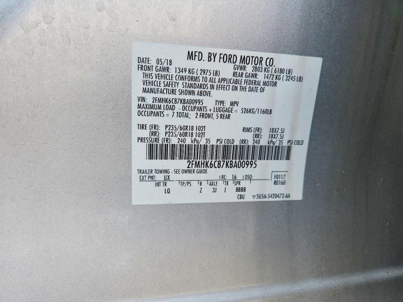 Продажа на аукционе авто 2019 Ford Flex, vin: 2FMHK6C87KBA00995, номер лота: 60464896