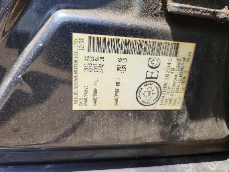 2009 Nissan Altima მანქანა იყიდება აუქციონზე, vin: 1N4AL21E69C162041, აუქციონის ნომერი: 59190596