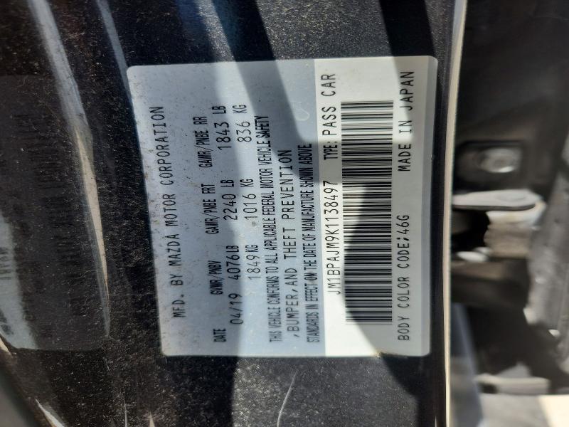 Aukcja sprzedaży 2019 Mazda 3, vin: JM1BPAJM9K1138497, numer aukcji: 60409466