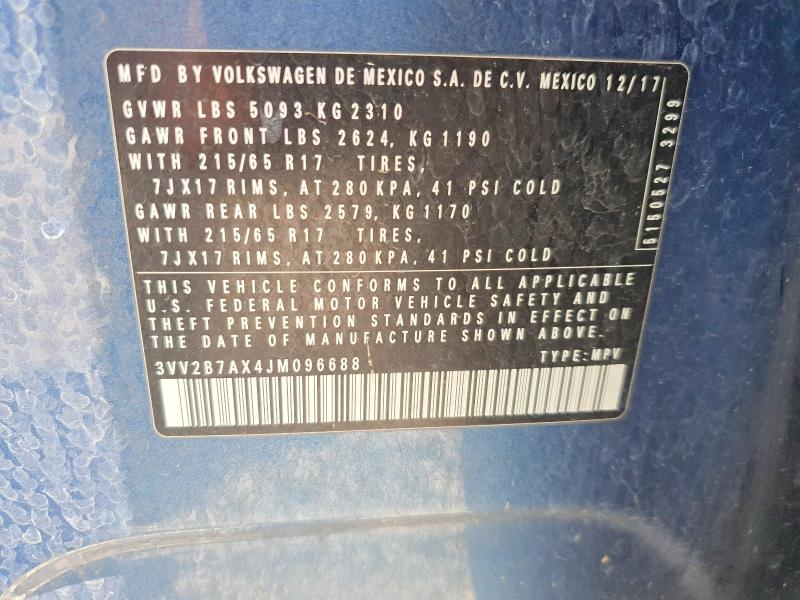 Aukcja sprzedaży 2018 Volkswagen Tiguan, vin: 3VV2B7AX4JM096688, numer aukcji: 60555456
