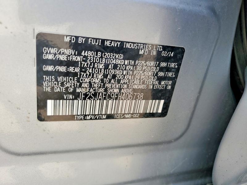 Aukcja sprzedaży 2015 Subaru Forester, vin: JF2SJAFC9FH406738, numer aukcji: 61580336