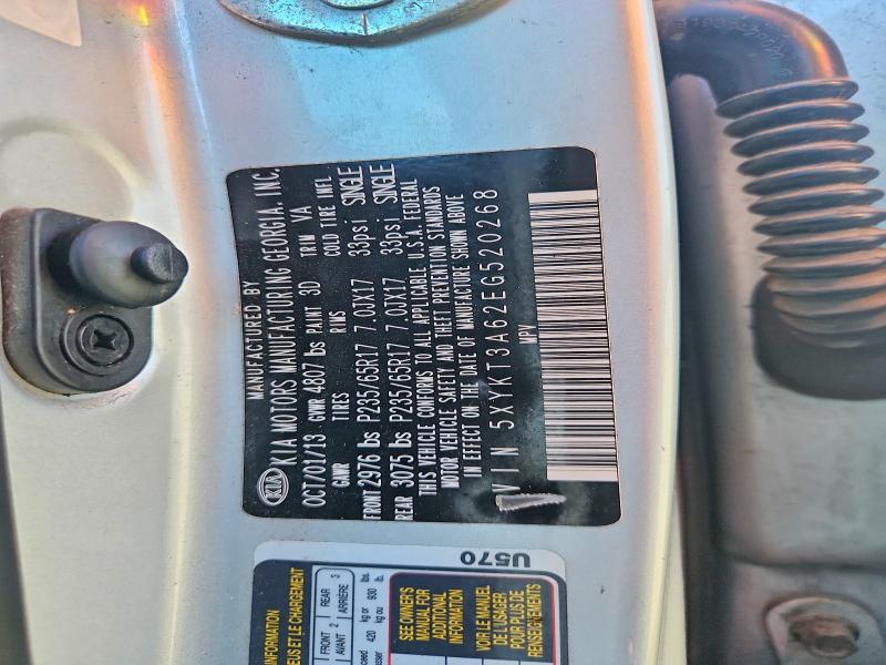 2014 Kia Sorento მანქანა იყიდება აუქციონზე, vin: 5XYKT3A62EG520268, აუქციონის ნომერი: 60030956