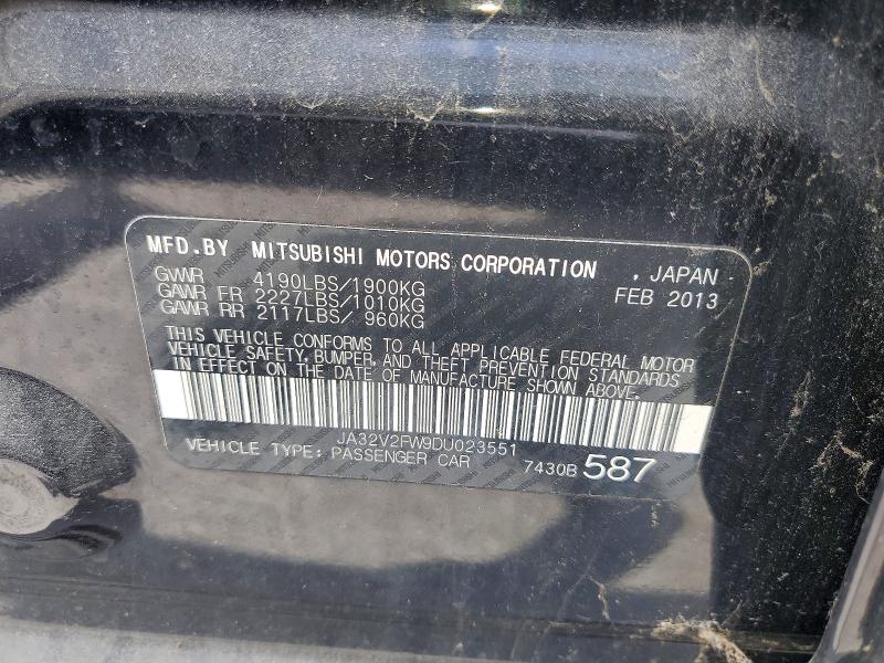 Aukcja sprzedaży 2013 Mitsubishi Lancer, vin: JA32V2FW9DU023551, numer aukcji: 59992576