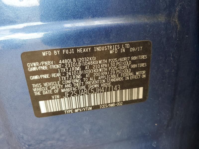 Aukcja sprzedaży 2018 Subaru Forester, vin: JF2SJABC5JH477143, numer aukcji: 60809806
