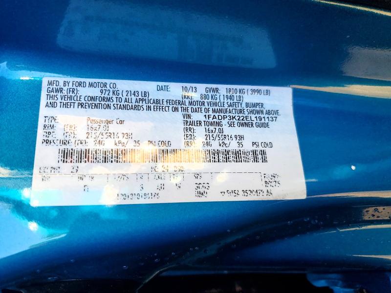 Aukcja sprzedaży 2014 Ford Focus, vin: 1FADP3K22EL191137, numer aukcji: 58833906