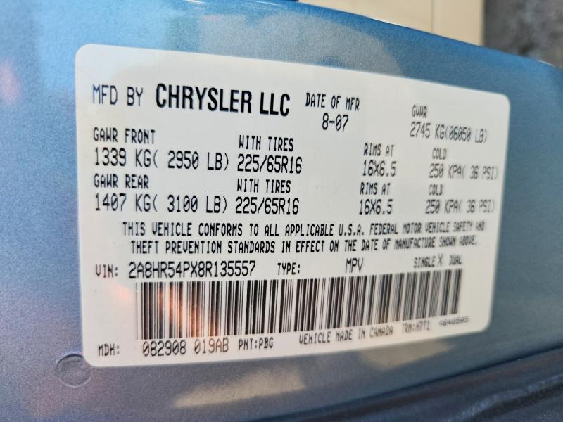 Продажа на аукционе авто 2008 Chrysler Town & Country, vin: 2A8HR54PX8R135557, номер лота: 62228806