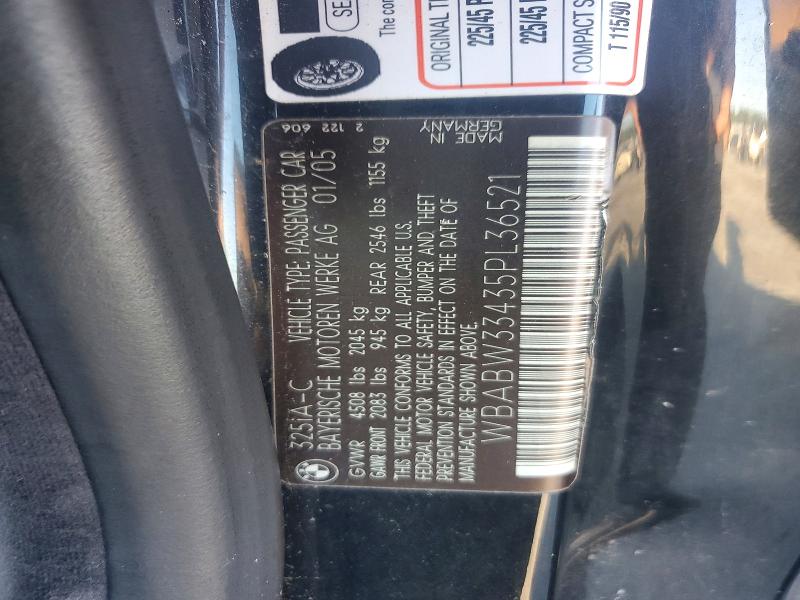 61135056 :رقم المزاد ، WBABW33435PL36521 vin ، 2005 Bmw 325 مزاد بيع