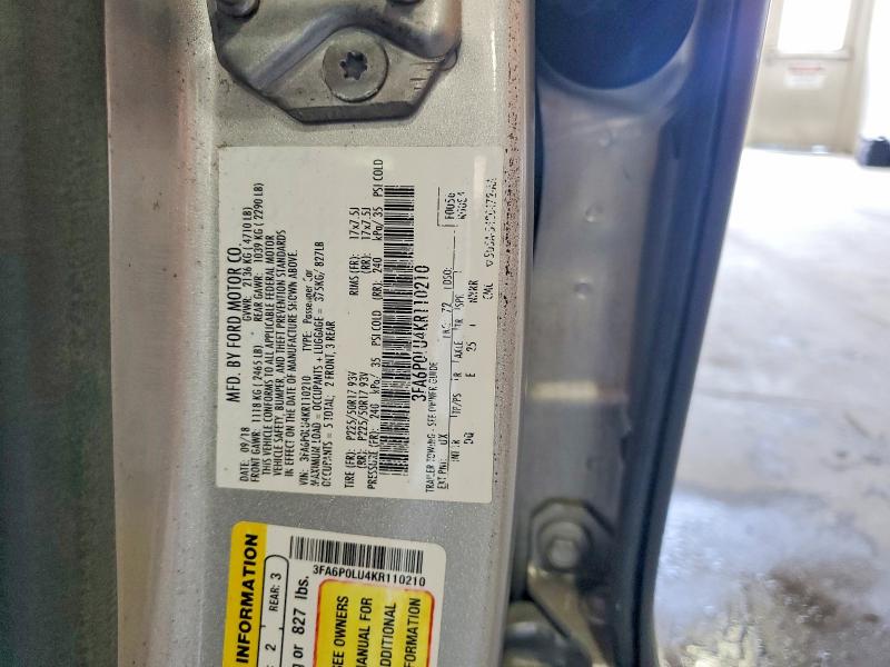 Продажа на аукционе авто 2019 Ford Fusion, vin: 3FA6P0LU4KR110210, номер лота: 61955466