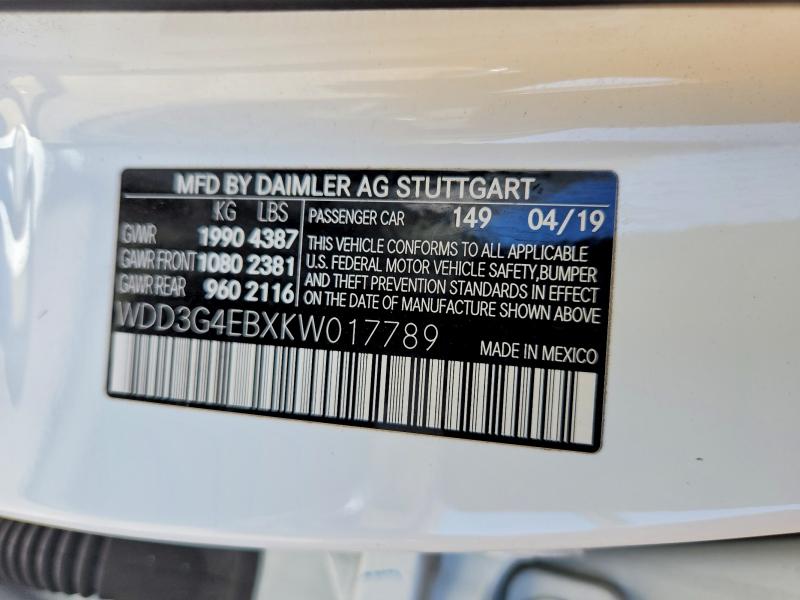 Продажа на аукционе авто 2019 Mercedes-benz A, vin: WDD3G4EBXKW017789, номер лота: 62676916