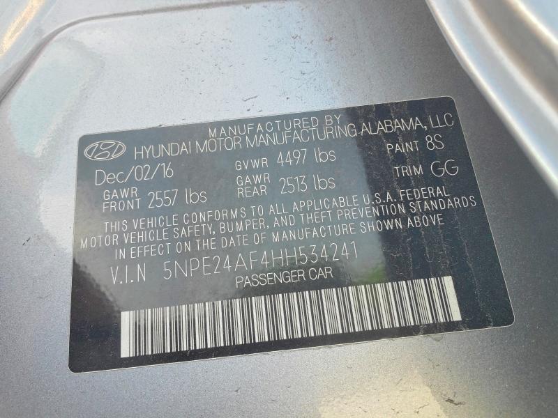 61177146 :رقم المزاد ، 5NPE24AF4HH534241 vin ، 2017 Hyundai Sonata مزاد بيع