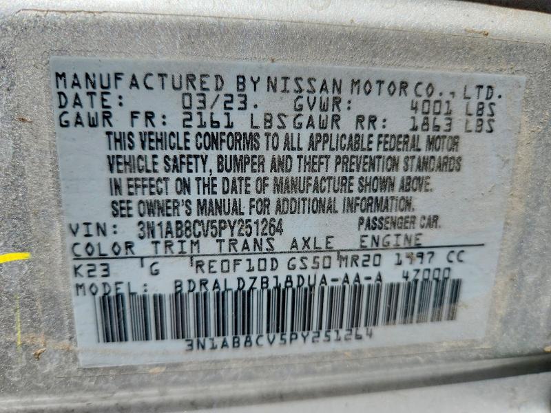 61635286 :رقم المزاد ، 3N1AB8CV5PY251264 vin ، 2023 Nissan Sentra مزاد بيع