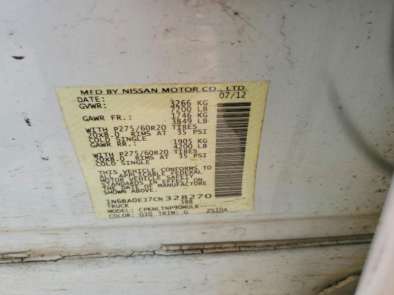 Aukcja sprzedaży 2012 Nissan Titan, vin: 1N6BA0EJ7CN328270, numer aukcji: 62297536