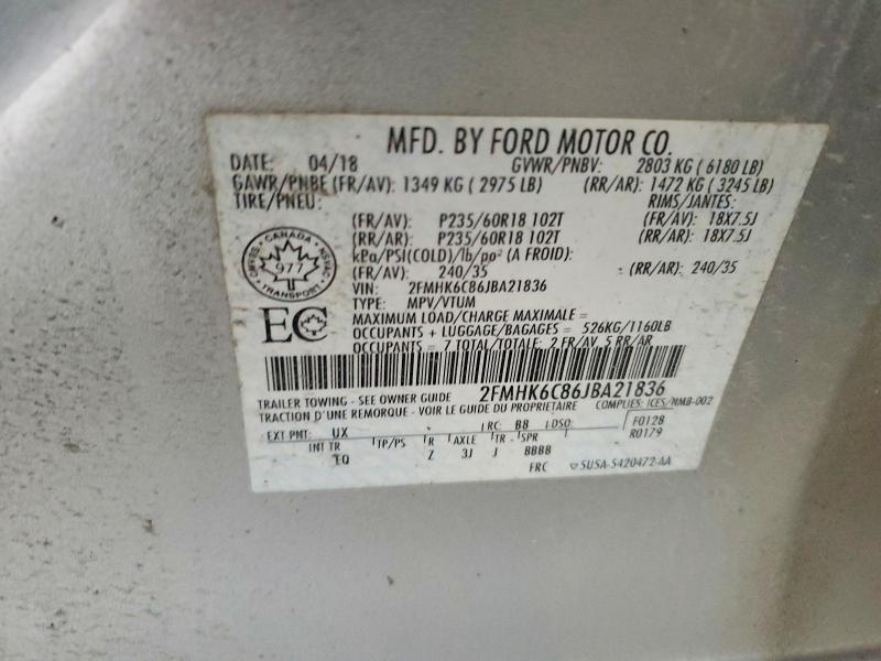 Aukcja sprzedaży 2018 Ford Flex, vin: 2FMHK6C86JBA21836, numer aukcji: 58238736