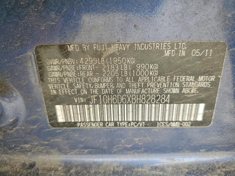 60220596 :رقم المزاد ، JF1GH6D6XBH828284 vin ، 2011 Subaru Impreza مزاد بيع