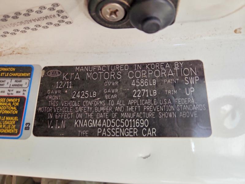Продаж на аукціоні авто 2012 Kia Optima, vin: KNAGM4AD5C5011690, номер лоту: 63212086