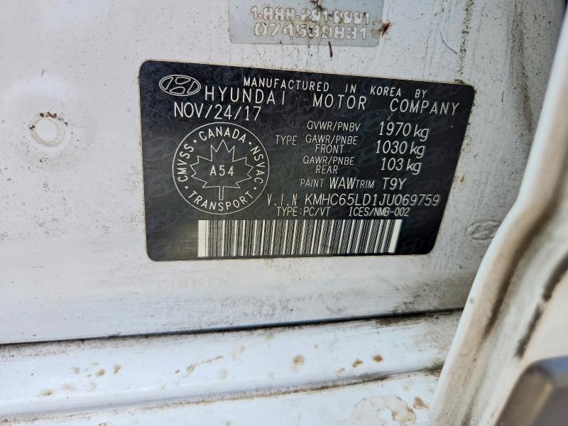 62396916 :رقم المزاد ، KMHC65LD1JU069759 vin ، 2018 Hyundai Ioniq Plug-in Hybrid مزاد بيع
