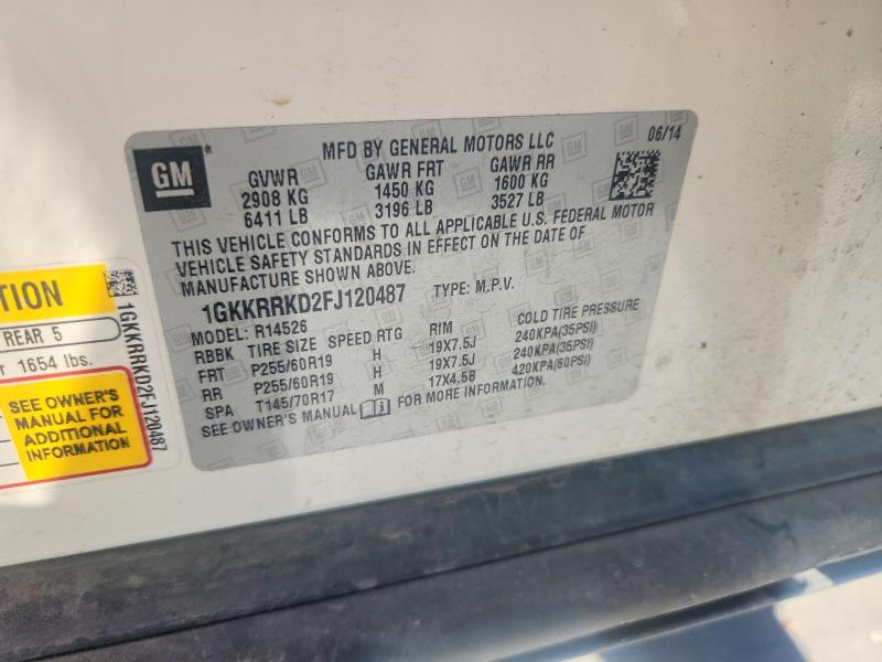 Продажа на аукционе авто 2015 Gmc Acadia, vin: 1GKKRRKD2FJ120487, номер лота: 62438536