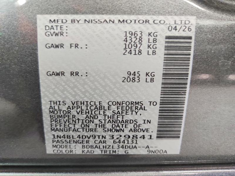 Продаж на аукціоні авто 2026 Nissan Altima, vin: 1N4BL4DV9TN329841, номер лоту: 59611466