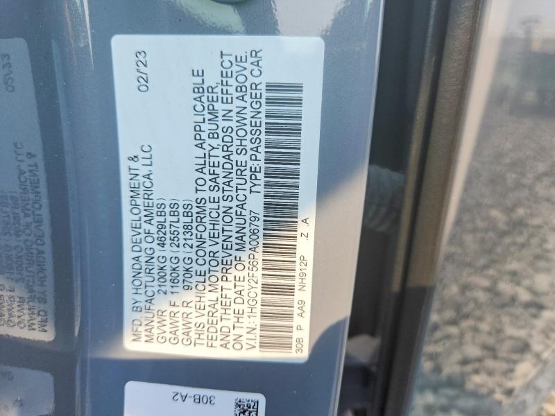 Продажа на аукционе авто 2023 Honda Accord, vin: 1HGCY2F56PA006797, номер лота: 61625496