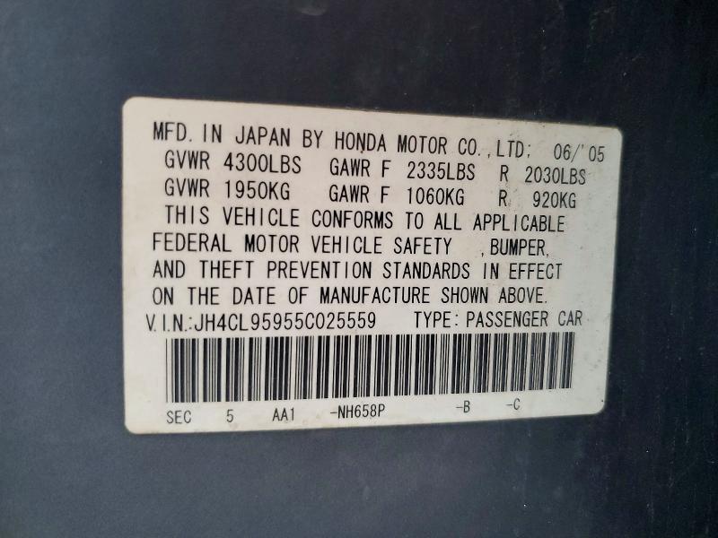 Aukcja sprzedaży 2005 Acura Tsx, vin: JH4CL95955C025559, numer aukcji: 60234196