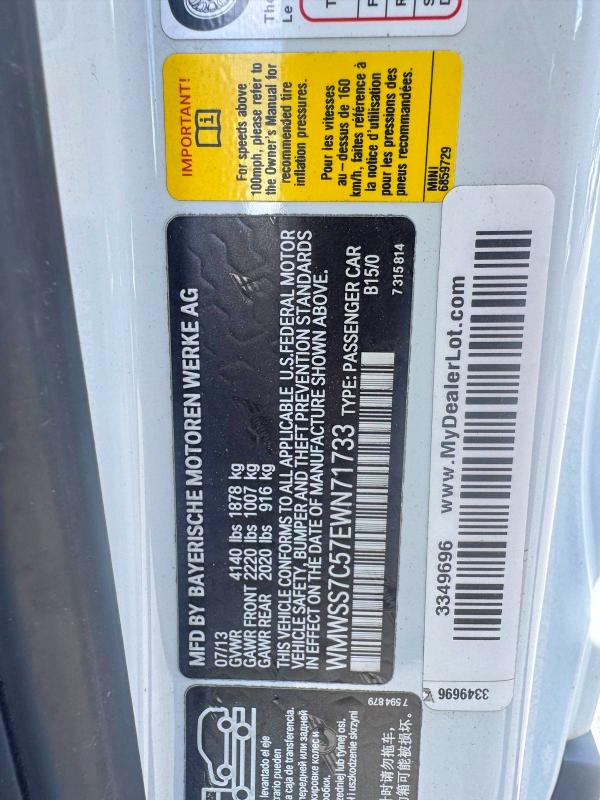 Aukcja sprzedaży 2014 Mini Cooper, vin: WMWSS7C57EWN71733, numer aukcji: 63051246