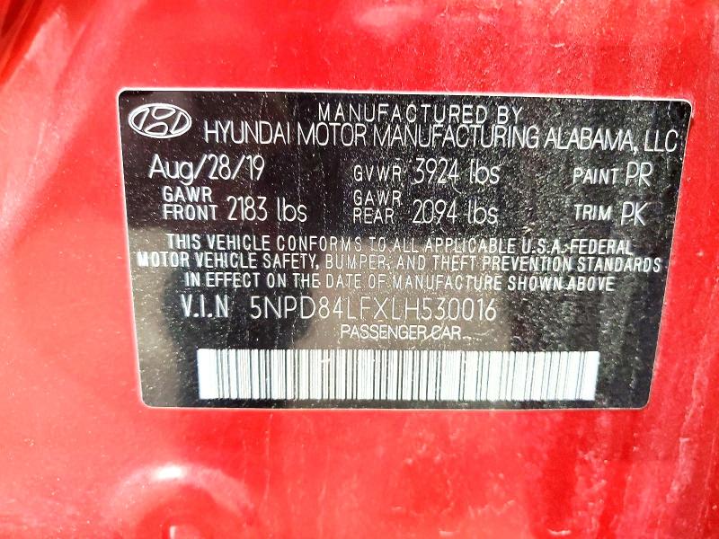60999406 :رقم المزاد ، 5NPD84LFXLH530016 vin ، 2020 Hyundai Elantra مزاد بيع