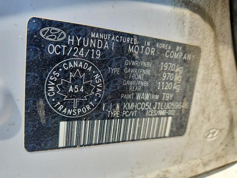 Aukcja sprzedaży 2020 Hyundai Ioniq, vin: KMHC05LJ1LU059646, numer aukcji: 59698826