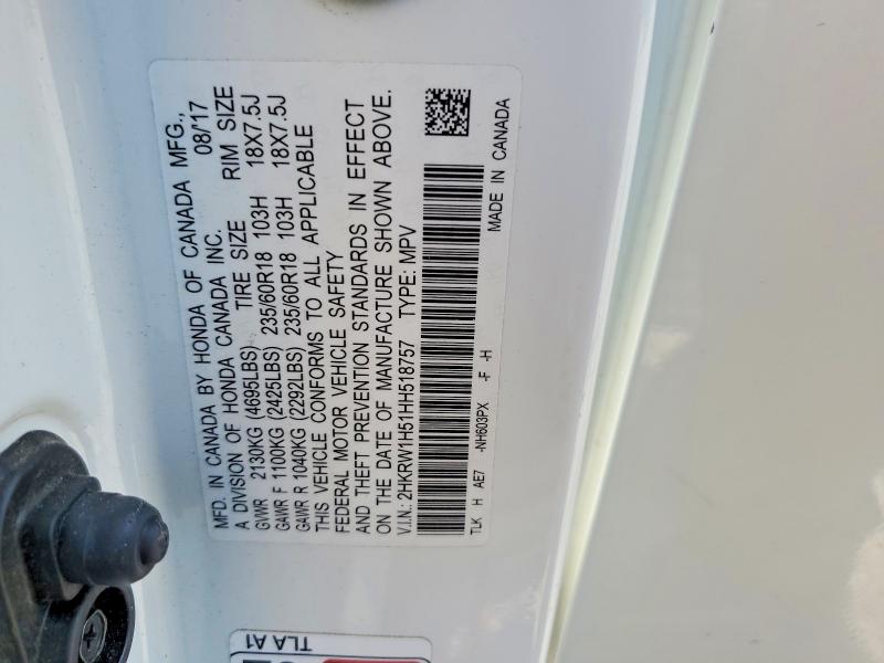 59583246 :رقم المزاد ، 2HKRW1H51HH518757 vin ، 2017 Honda Cr-v مزاد بيع