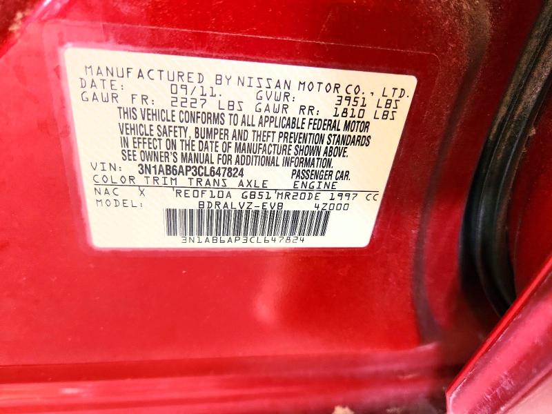 Продажа на аукционе авто 2012 Nissan Sentra, vin: 3N1AB6AP3CL647824, номер лота: 60394946