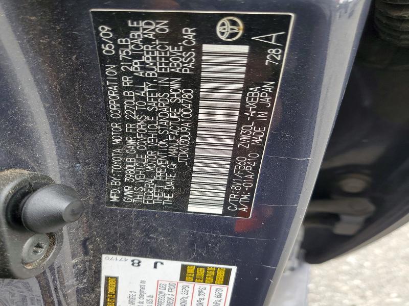 Aukcja sprzedaży 2010 Toyota Prius, vin: JTDKN3DU9A1004780, numer aukcji: 61626806