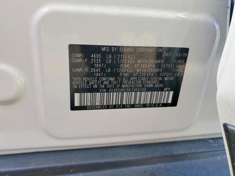 Aukcja sprzedaży 2019 Subaru Outback, vin: 4S4BSANC6K3360298, numer aukcji: 58827406