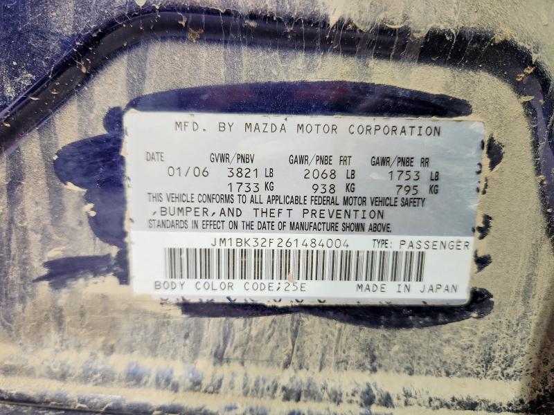 Продаж на аукціоні авто 2006 Mazda 3, vin: JM1BK32F261484004, номер лоту: 60484186