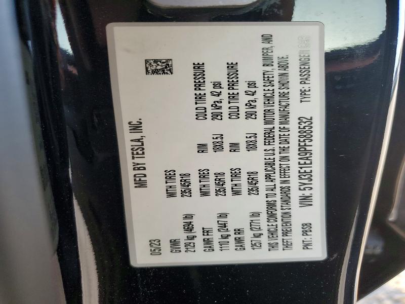 2023 Tesla Model 3 მანქანა იყიდება აუქციონზე, vin: 5YJ3E1EA9PF588532, აუქციონის ნომერი: 57964506