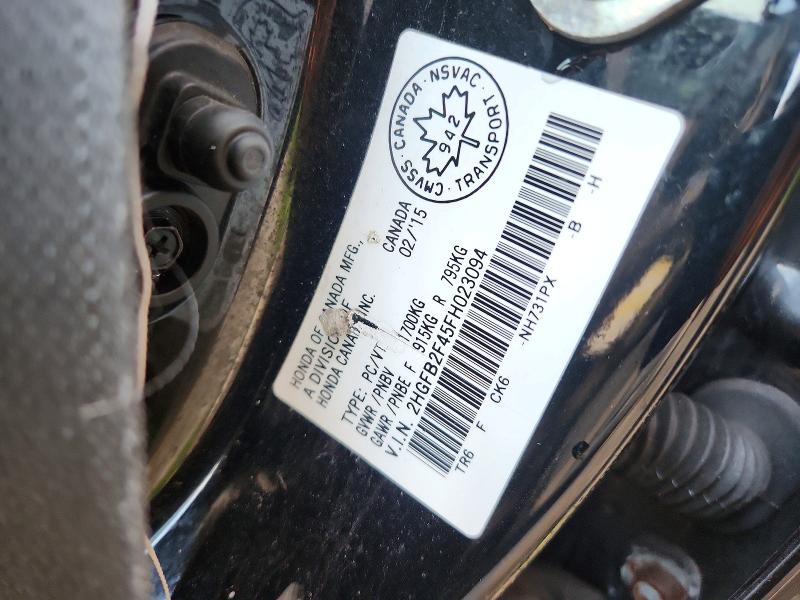 60571626 :رقم المزاد ، 2HGFB2F45FH023094 vin ، 2015 Honda Civic مزاد بيع