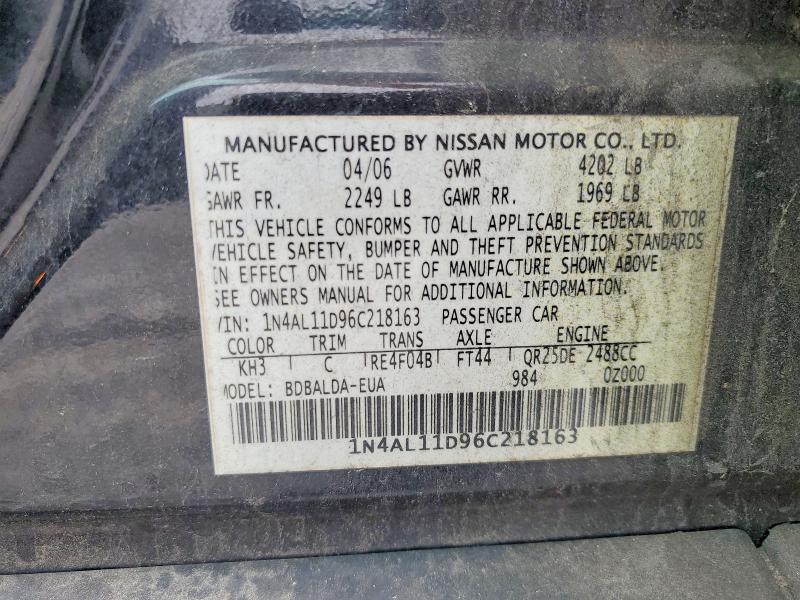 Aukcja sprzedaży 2006 Nissan Altima, vin: 1N4AL11D96C218163, numer aukcji: 60820146