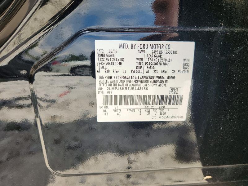 Продажа на аукционе авто 2018 Lincoln Mkx, vin: 2LMPJ6KR7JBL43186, номер лота: 61335386